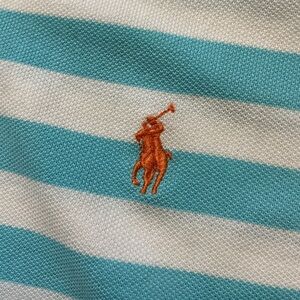 Polo Ralph Lauren Pony Logo Blue Striped Big & Tall Cotton Polo Shirt